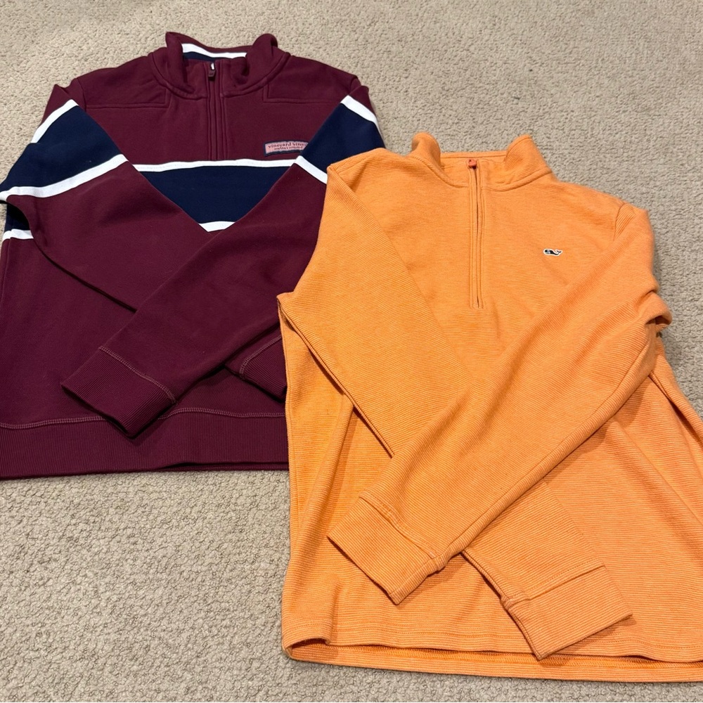 Vineyard Vines Maroon and Orange Kids Sweaters Size L (16)
